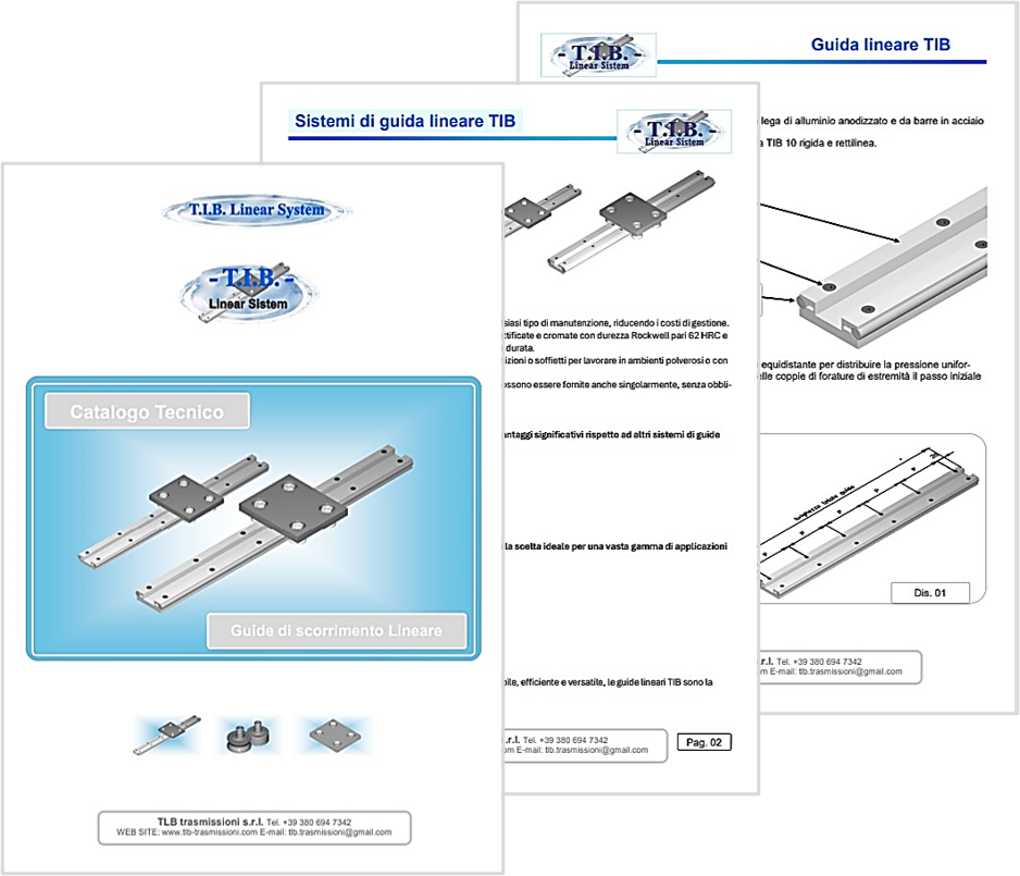 catalogo tecnico guide lineari a scorrimento a rottele TIB
