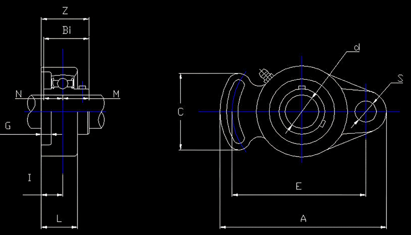 Disegno tecnico dimensionale dei supporti UCFA 200