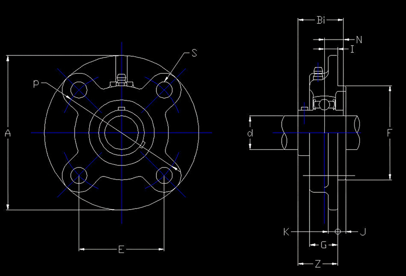 Disegno tecnico dimensionale dei supporti UCFC 200