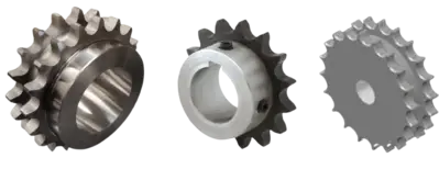 Ingranaggi per Catena come pignoni e corone. Semplici doppie Triple. Versione commerciale. Prelavorata. Oppure lavorata a disegno del cliente.