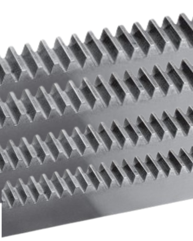 tipologie diverse di cremagliere a modulo in acciaio C45 con dentature diritta