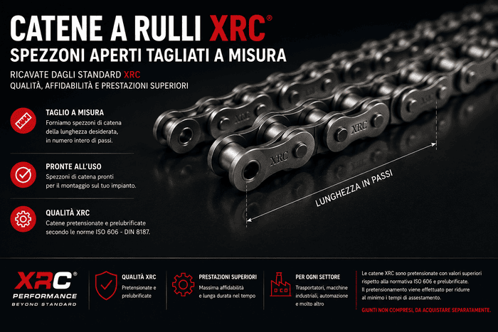 Spezzoni aperti di catene a rulli XRC tagliati a misura per trasmissioni industriali