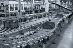 Linee automatiche industriali con sistemi di trasporto materiali