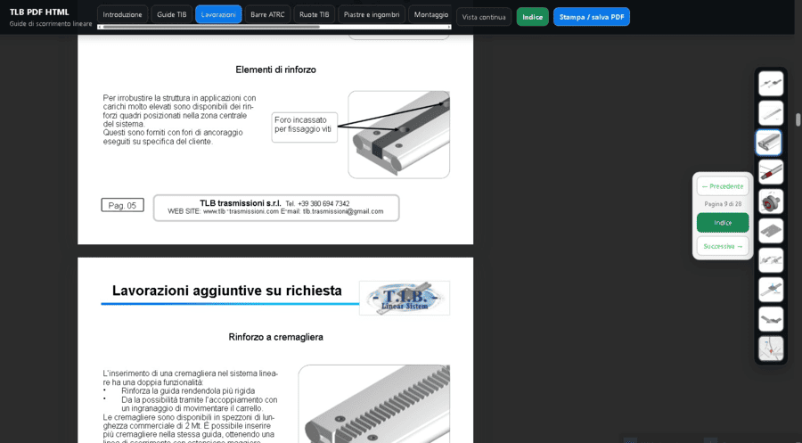 Scorrimento continuo delle pagine A4 del catalogo HTML TIB
