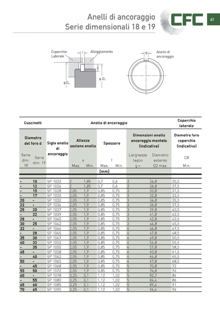 Pagina 042 del catalogo CFC: Scanalature e anelli di ancoraggio