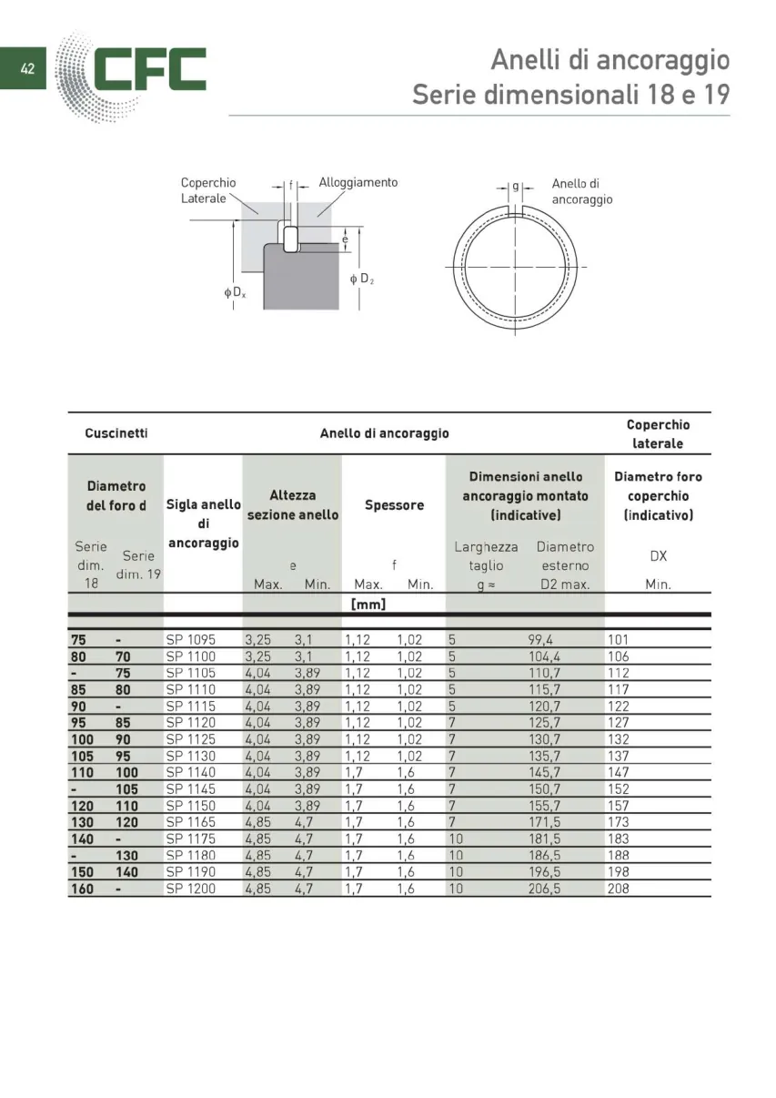 Pagina 043 del catalogo CFC: Scanalature e anelli di ancoraggio