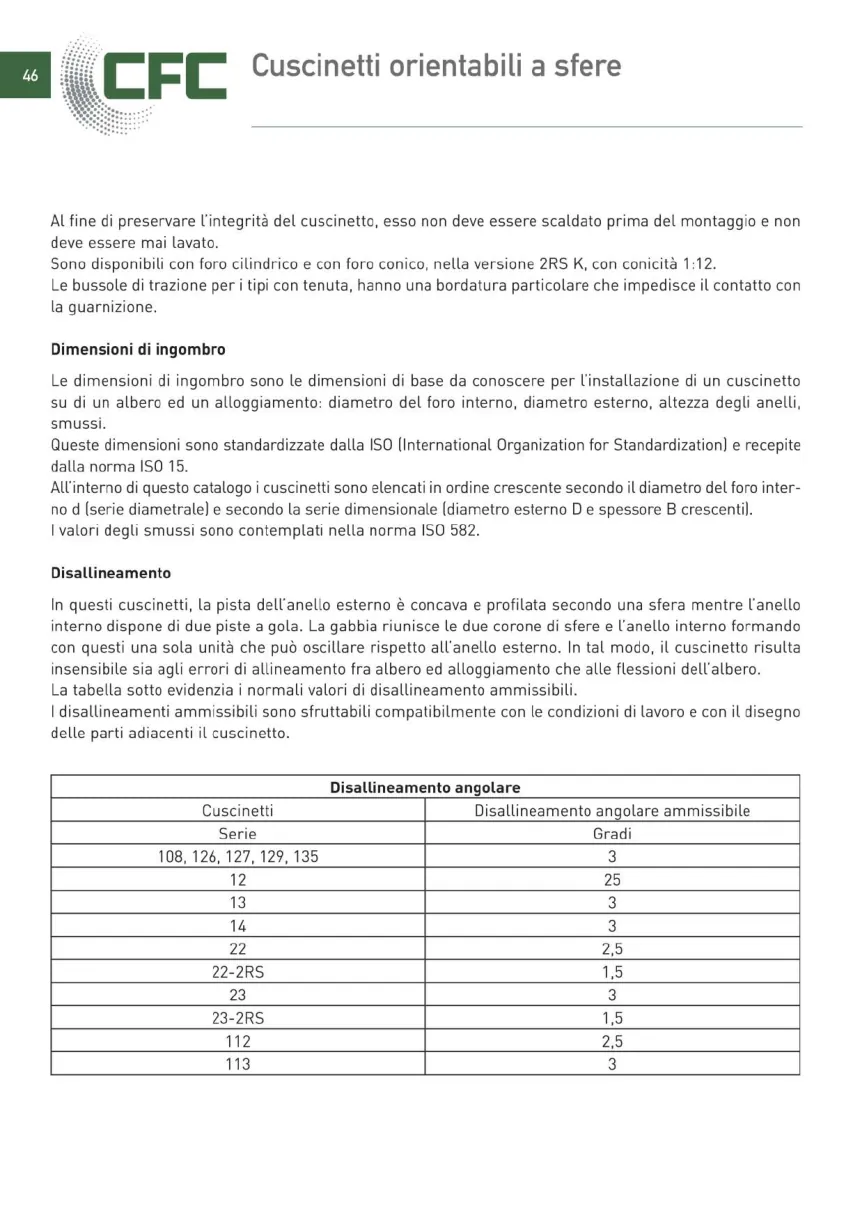 Pagina 047 del catalogo CFC: Cuscinetti orientabili a sfere