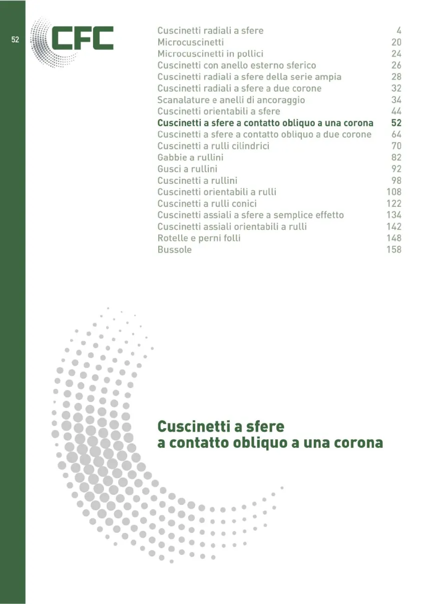 Pagina 053 del catalogo CFC: Cuscinetti a sfere a contatto obliquo a una corona