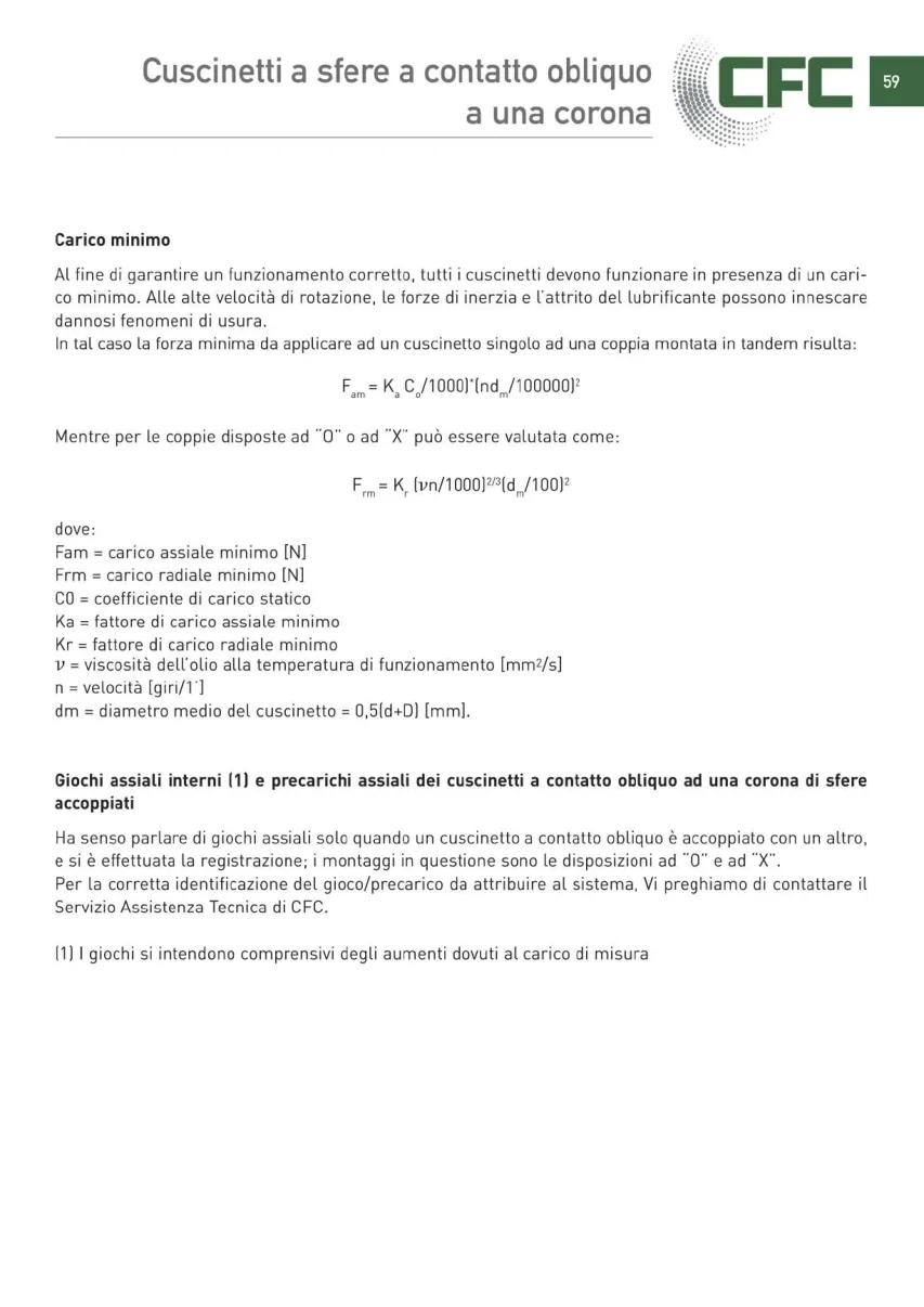 Pagina 060 del catalogo CFC: Cuscinetti a sfere a contatto obliquo a una corona