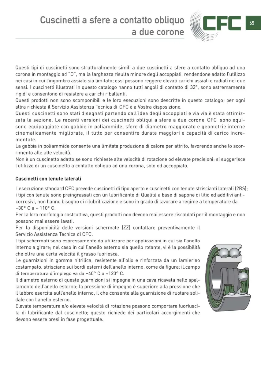 Pagina 066 del catalogo CFC: Cuscinetti a sfere a contatto obliquo a due corone