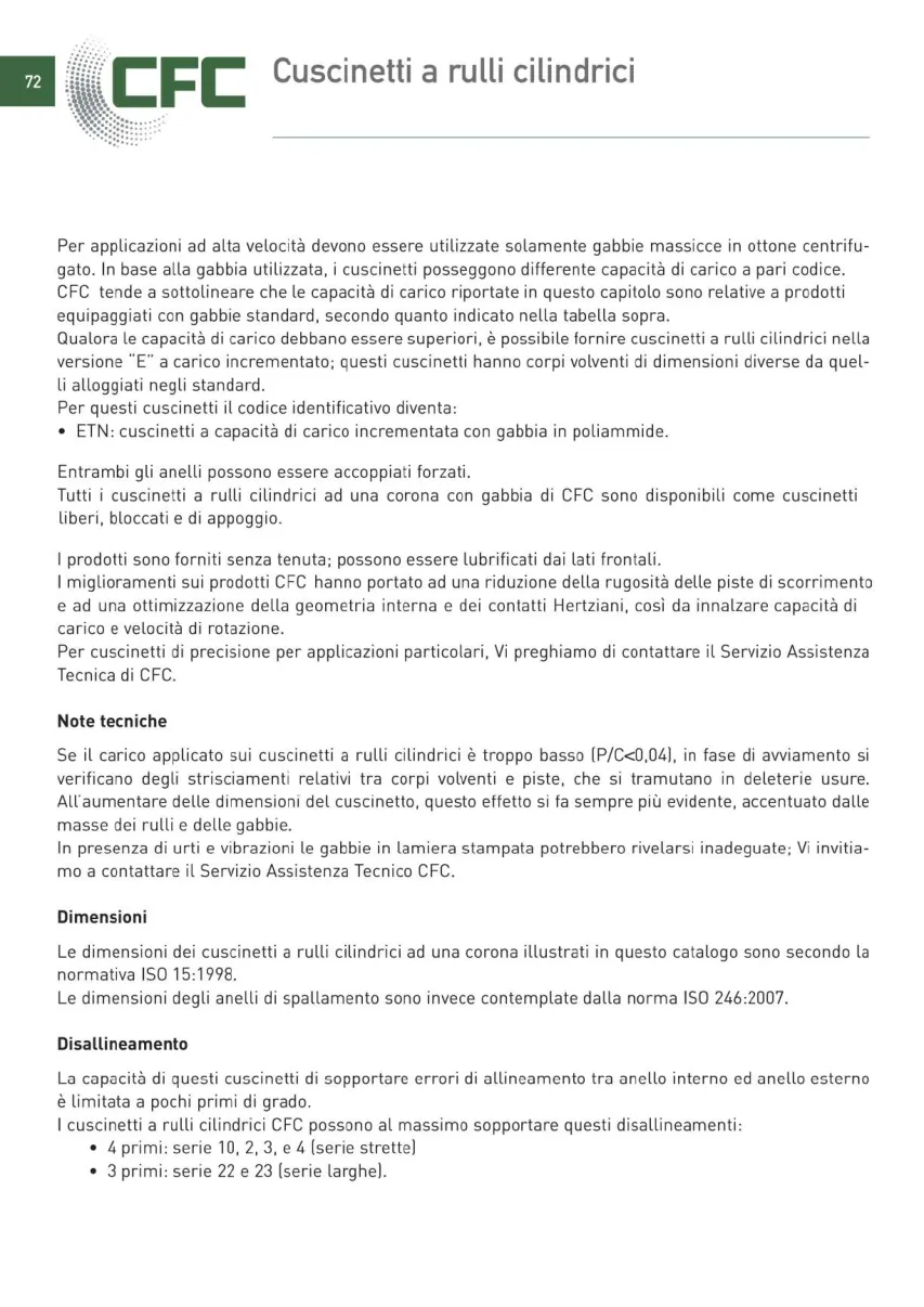 Pagina 073 del catalogo CFC: Cuscinetti a rulli cilindrici