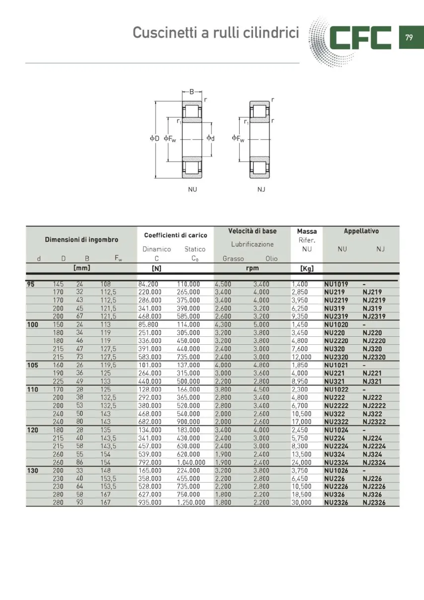 Pagina 080 del catalogo CFC: Cuscinetti a rulli cilindrici