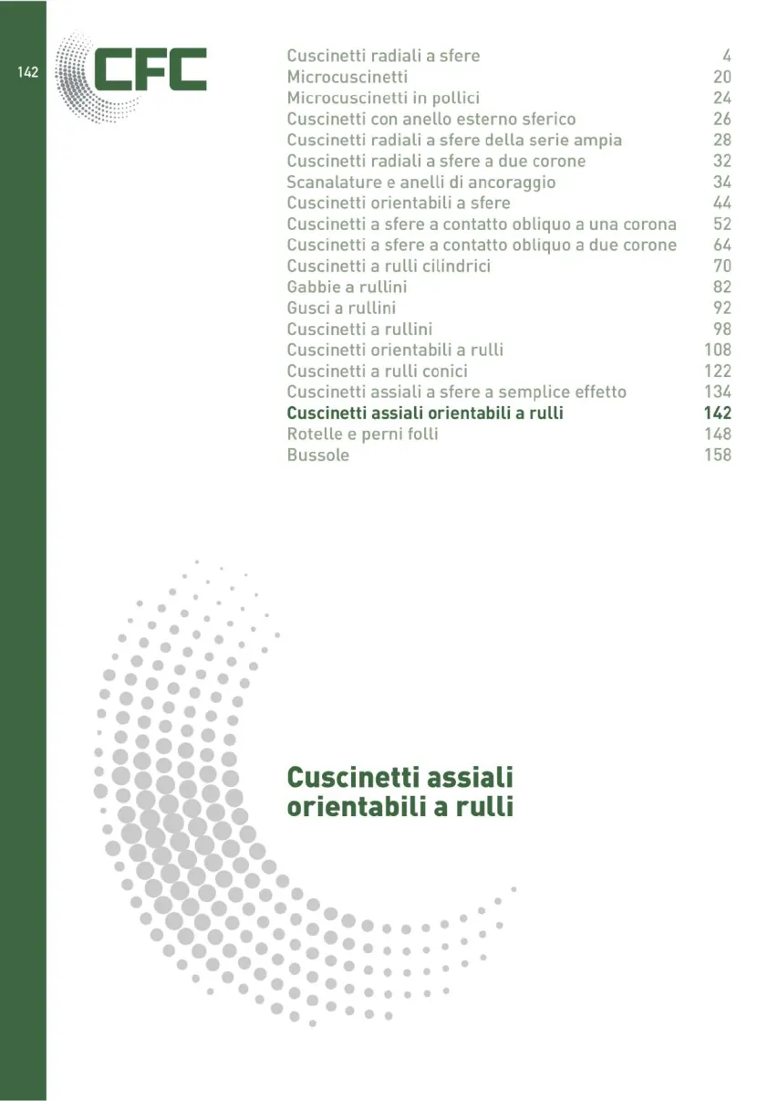 Pagina 143 del catalogo CFC: Cuscinetti assiali orientabili a rulli